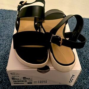 ALDOS DWYLIA BLACK LEATHER SADALS